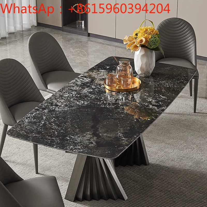 Italian light extravagant slate table chair combination negotiation simple household dining