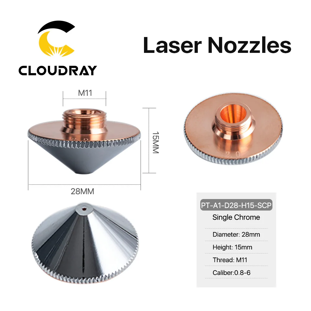 Cloudray 10PCS/Lot Laser Nozzle Single Double Layer Dia.28mm Caliber 0.8 - 6.0mm for Precitec WSX Fiber Laser Cutting Head