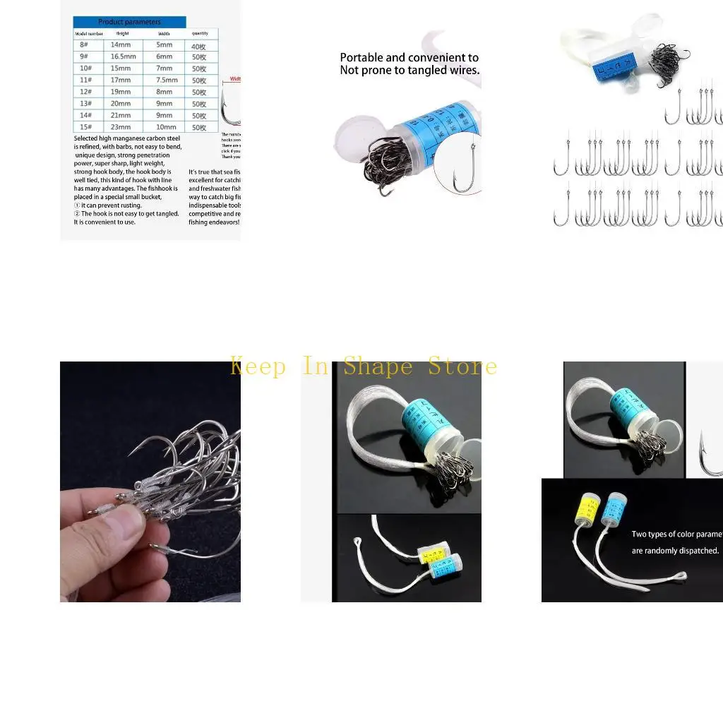 

U1JC 50 шт. рыболовные крючки, крючок для подводной лески, аксессуары для морской рыбалки, ведро, привязанный к леске, снасти,