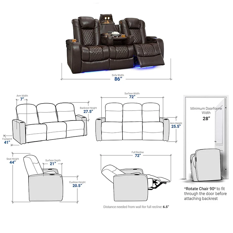 Canapé inclinable électrique rotatif à double usage, spa spatial de luxe de première classe, Massage multifonctionnel en cuir, USB