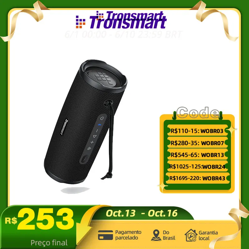Tronsmart ccaixa de som Mirtune C3 Plus Caixa de Som Bluetooth, 50W Versão Atualizada com BT6, Auracast ™ Equipamento de Camping 2026, Sincronização, À Prova d'Água IPX7, frete gratis, caixa de som para pc