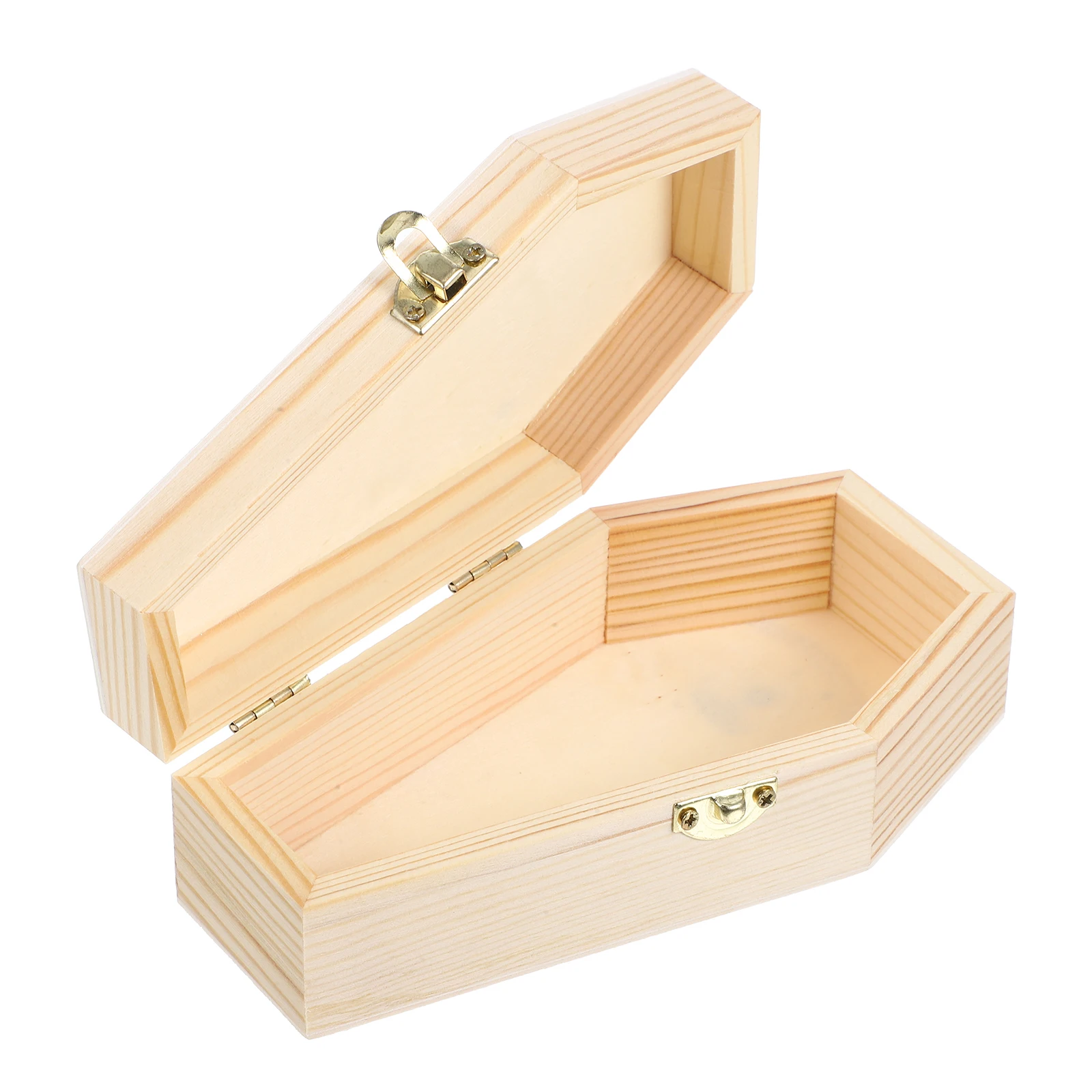 Halloween Coffin Candy Box Mini Hexagonal Coffin Gift Box Wood Candy Storage Case DIY Halloween Party Unpainted Jewelry BoxDecor