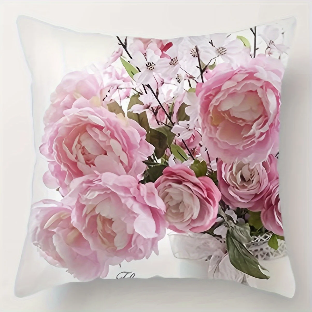 Plant Flowers, Polyester, Pillowcase, Living Room, Sofa, Pillow, Lumbar Cushion Home Decor Room Decor, No Pillow Core