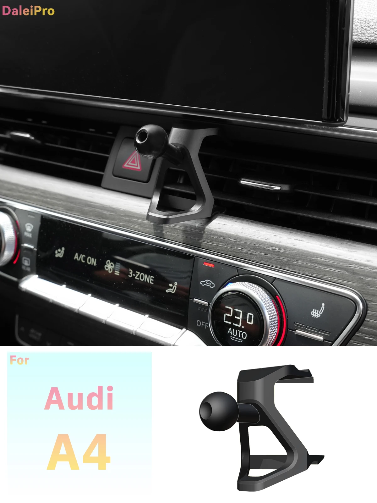Maßgefertigte Magnetische Handyhalterung mit Luftstromkühlung für Audi A4 B9 2017-2024 2025, 360° Drehbar ° Schwenkbare Armaturenbrett-Halterungsbasis – Detail 1