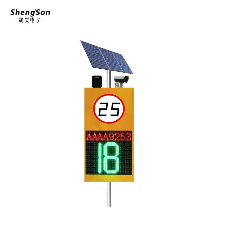 Outdoor Solar-Powered LED Traffic Sign Board Standing Design Galvanized Steel Third-Grade Reflective Film for Road Traffic