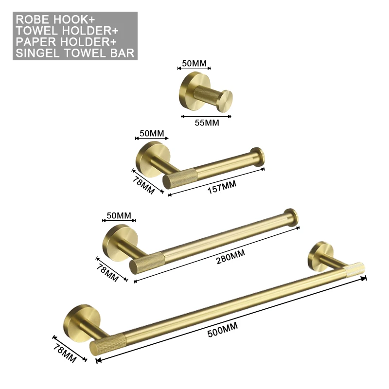 نحى ارتفع الذهب الفولاذ المقاوم للصدأ التخريش الحمام الأجهزة مجموعة منشفة رف خطاف تعليق المعاطف منشفة بار حامل ورق المرحاض الملحقات #4