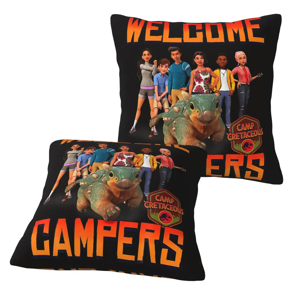 

Лагерь мира Юрского периода, секретный добро пожаловать, группа кемперов, 2 шт., квадратная наволочка, наволочка, удобная подушка для домашнего дивана