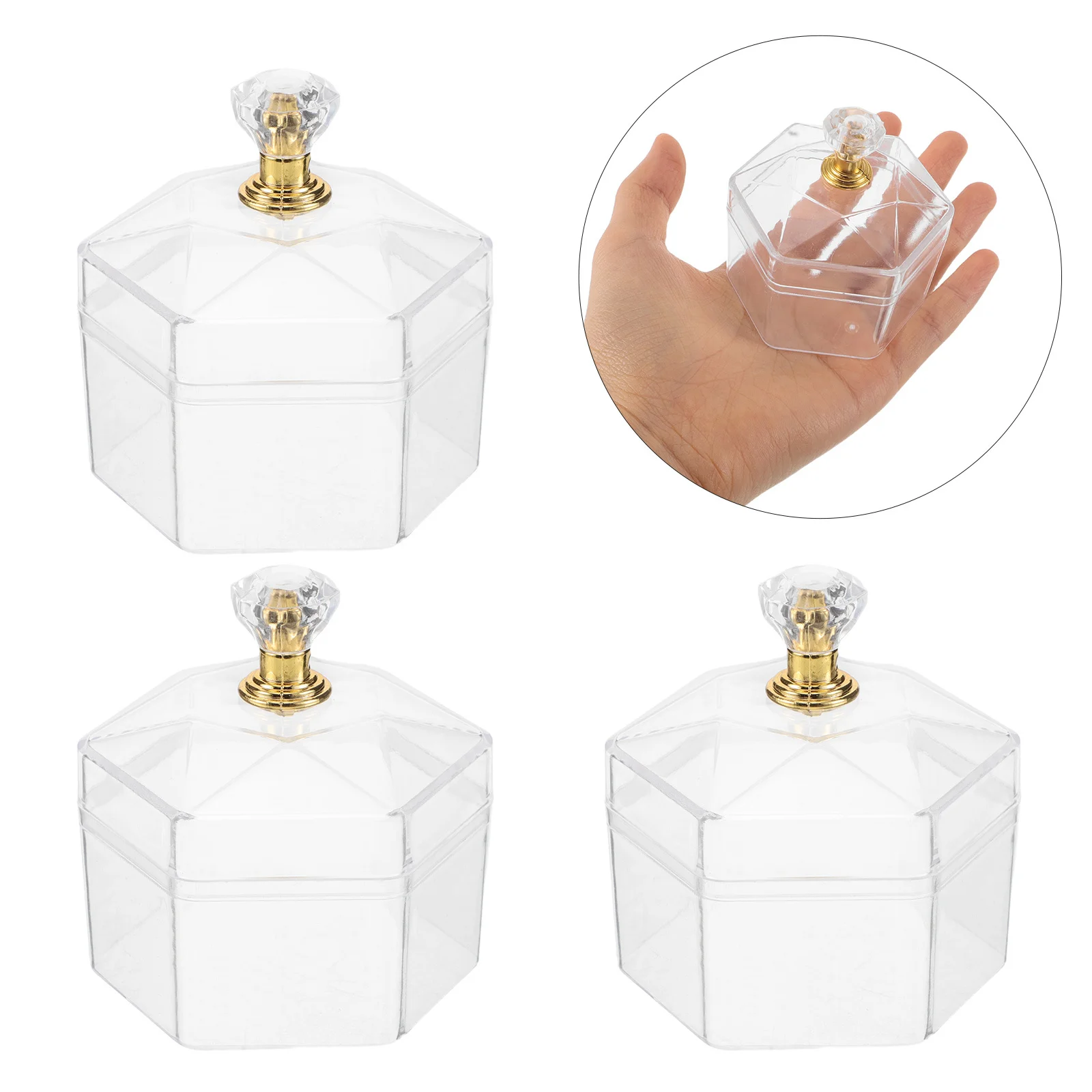 

12Pcs Wedding Candy Box Clear Plastic Favor Container with Lid for Party Treats Birthday Christmas Sweet Gift Packaging Box