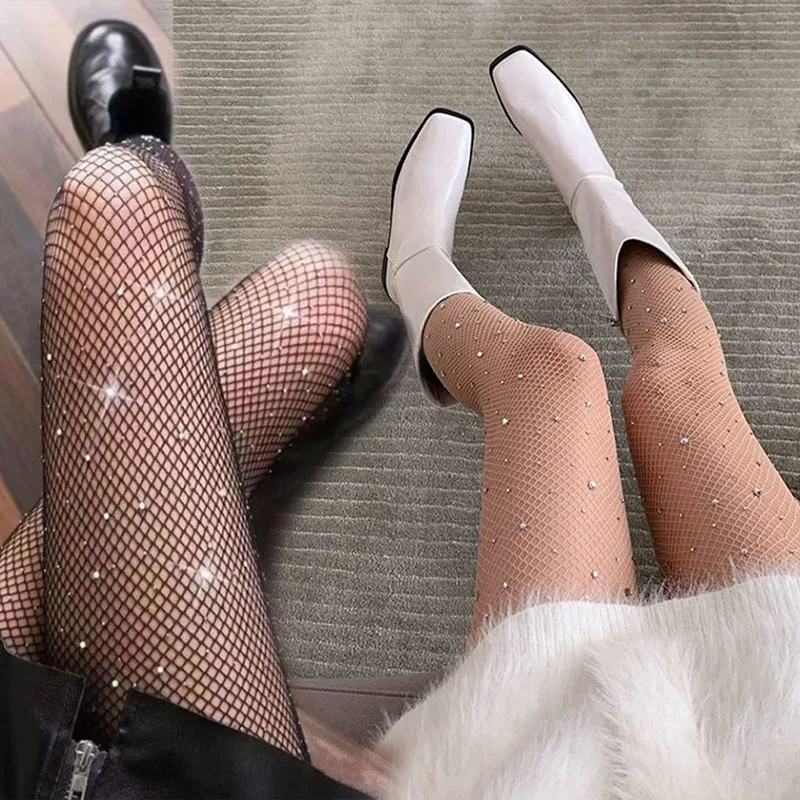 Spring Summer Thin Party Club Pantyhose Dark Hollowed Out Fishnet Stockings Women Gothic JK Fish Net Black Silk Tights