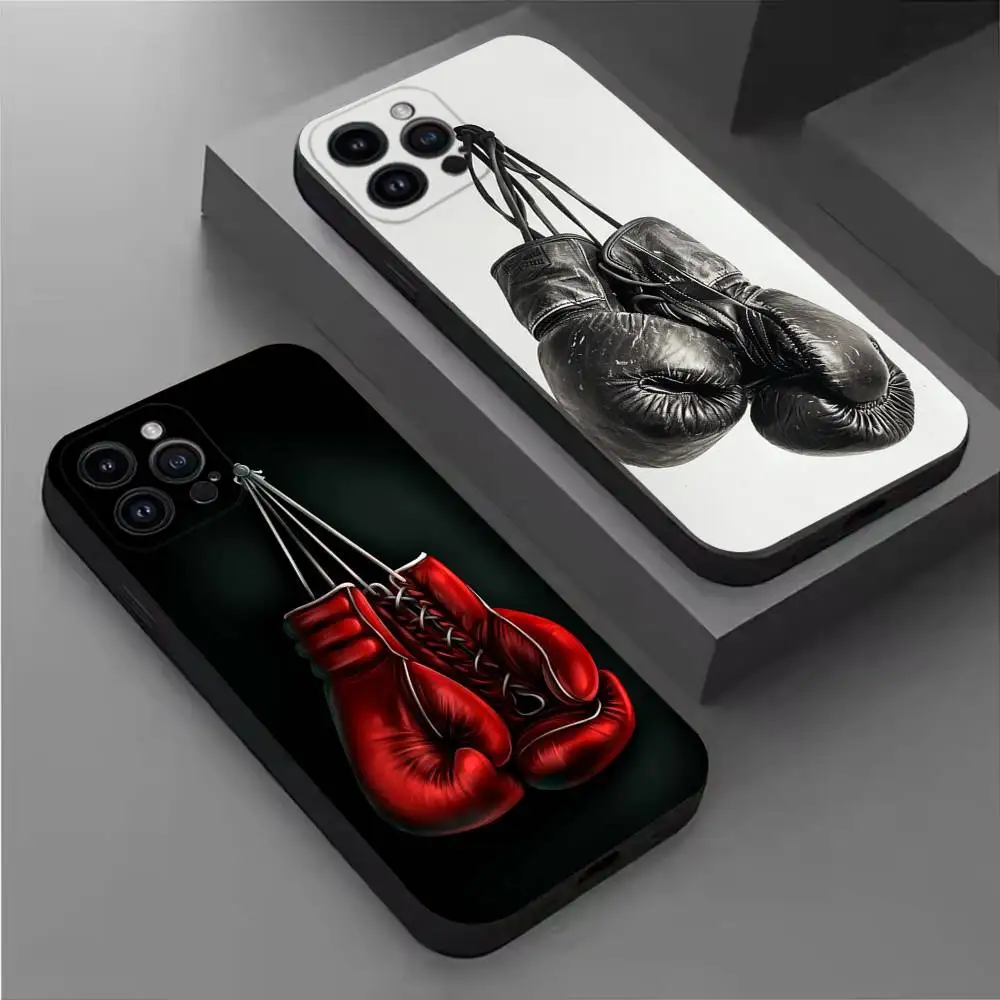 

Boxing Gloves Sport Phone Case For iPhone 16,15,14,13,12,11 Plus,Pro Max,XS,X,XR,SE,Mini,8,7,Soft Silicone Black Cover