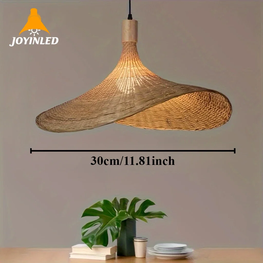 

Modern Wooden Ceiling hanging Lamp Diameter 30cm Handcrafted Bamboo Pendant Light for Living Room, Dining & Bedroom Decor, E27