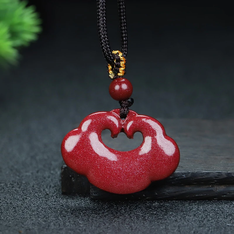 High-content natural women, purple gold necklace, auspicious cloud Ruyi lock pendant