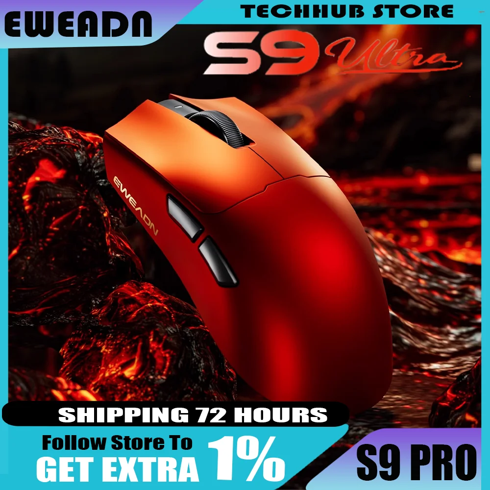 

EWEADN S9 ProS9 Ultra Ultra-lightweight Bluetooth Wireless Gaming Mouse PAW3395/395026k/30K DPI Ringo/Kaihua Mechanical Switches