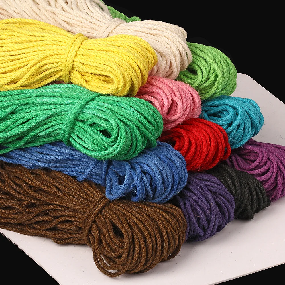 Kumihimo 5mm Color Jute Twine Craft Rope Home Decoration Cord Handmade Decorative Hemp Cordage Flowerpot Cat Tree Hemp Ropes