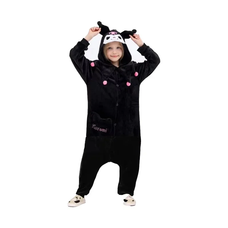 Children's Onesie Anime Kuromi Cosplay Costume for Kids Cartoon Kigurmi Girls Pajamas Full Body Clothes Halloween Party Outfit