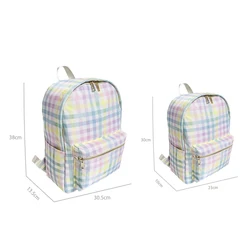 Nylon Rainbow Gingham Backpacks Plaid School Backpack Teens Girls Large Student Personalized Bookbag Waterproof Preppy Backpack