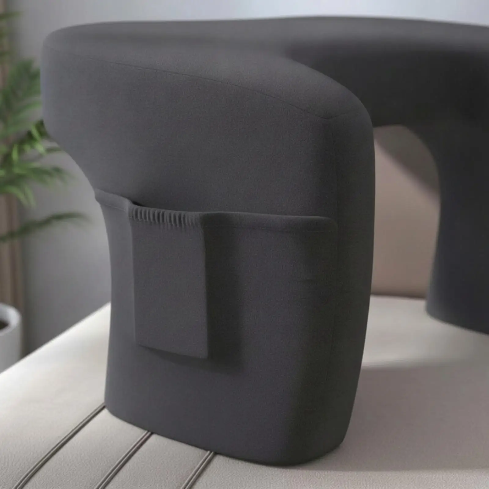 Portable Reading Pillow for Bed with Pocket Ergonomic Back Support Cushion Knitted Cover for Tablet Book and Phone