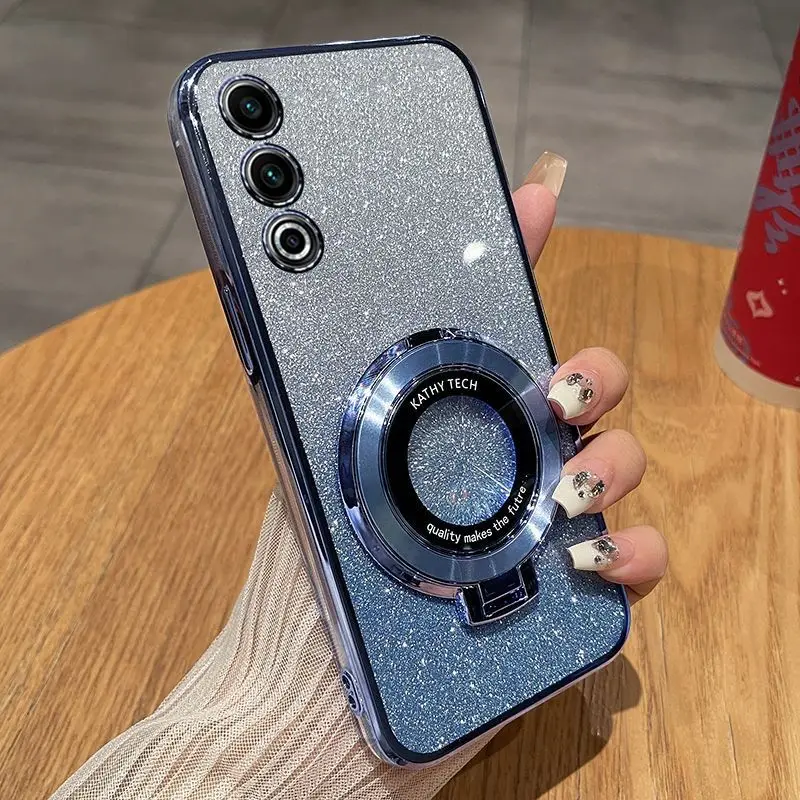 

Case For Oneplus Nord 5 Glitter Transparent Electroplating Bracket TPU Cover For Oneplus ACE5 Ultra Shockproof Bumper Funda