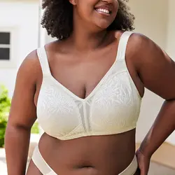 Wingslove Full Coverage Bras For Women Plus Size Push Up Minimizer Bra Seamless Wide Shoulder Strap Lingerie Underwear D E F Cup