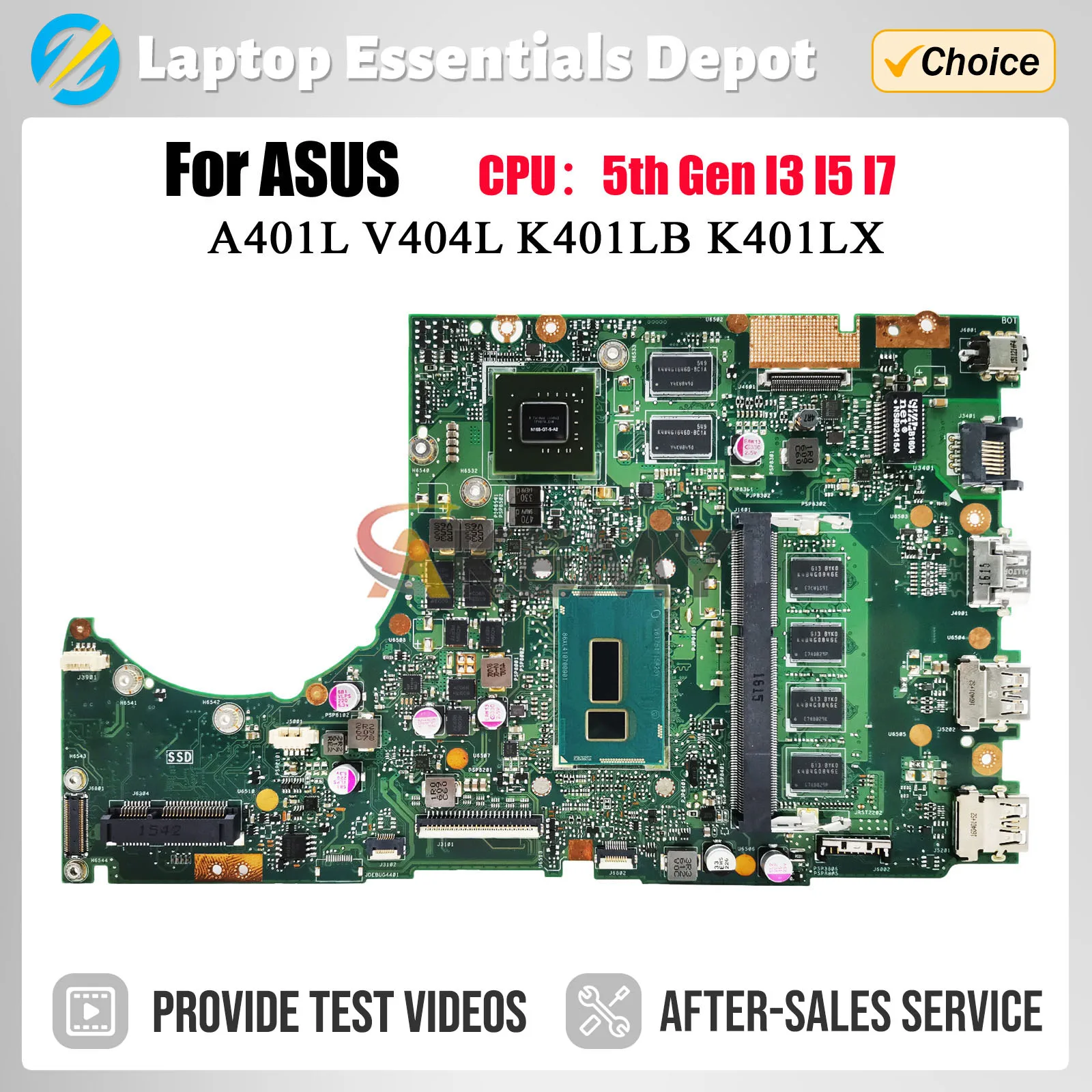 K401LB MAINboard For ASUS K401LX A401L K401L Laptop Motherboard i3-5005U i5-5200U i7-5500U GT940M 4GB RAM 100% Working Well