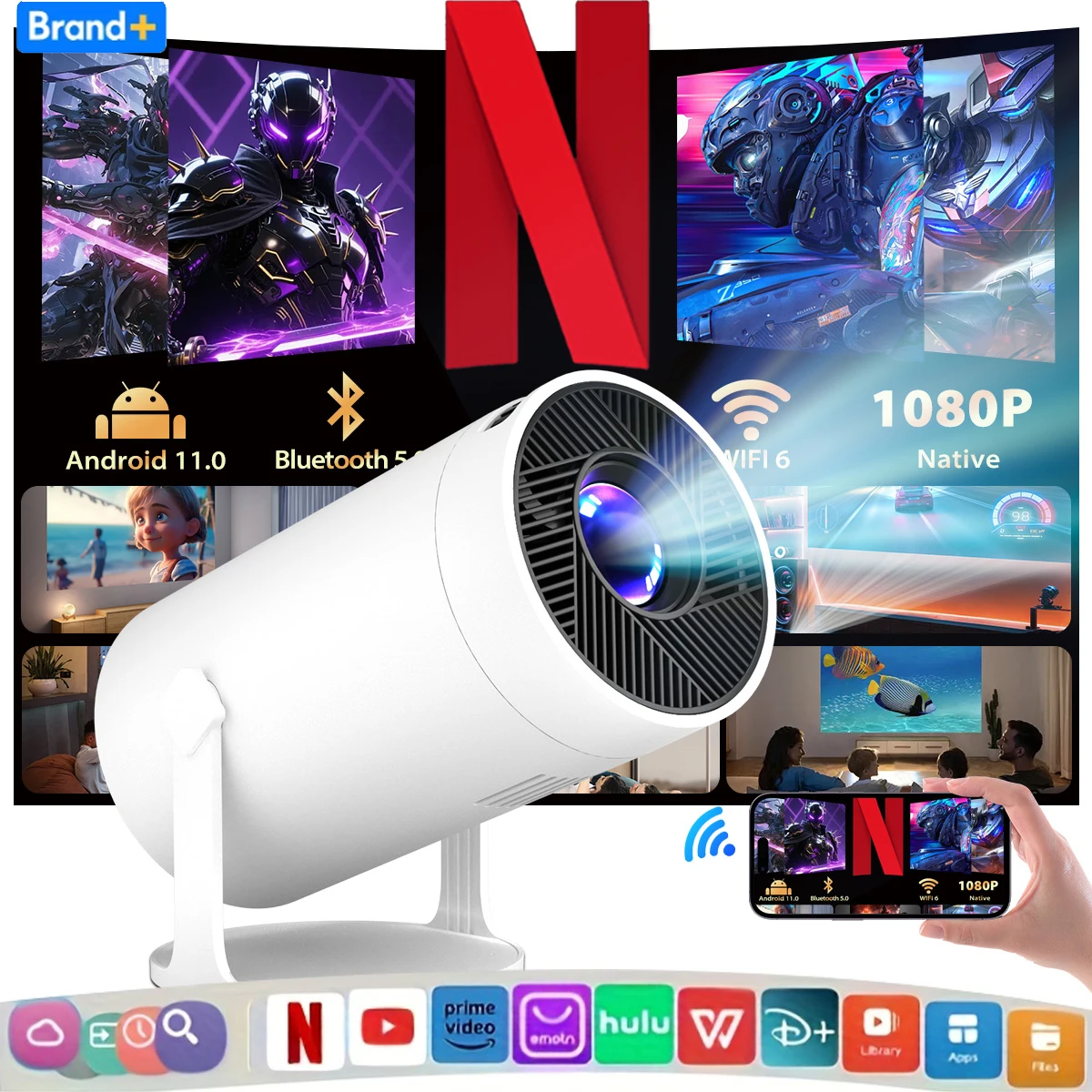 

Проектор 2026 HY320Pro 4K Wi-Fi 1080P HD для домашнего кинотеатра, просмотра видео и видеоигр, портативный светодиодный уличный проектор