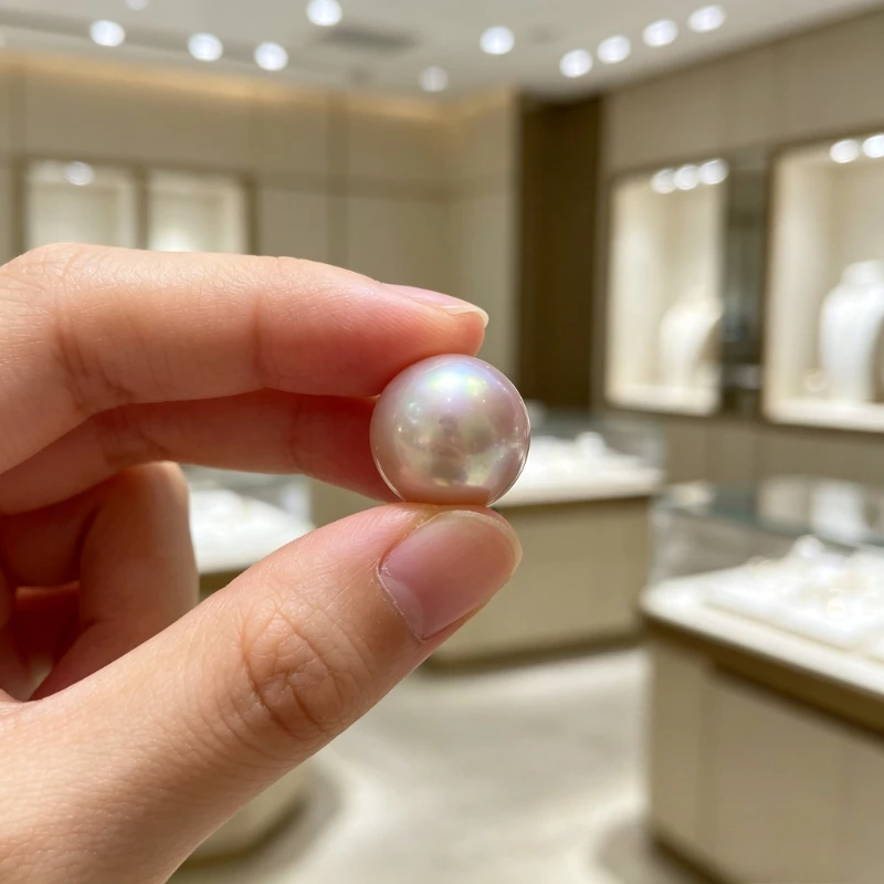 Natural 13.5-14mm Genuine Pink Purple Pearl with Flower Gold Setting, Single Pearl Pendant Chain