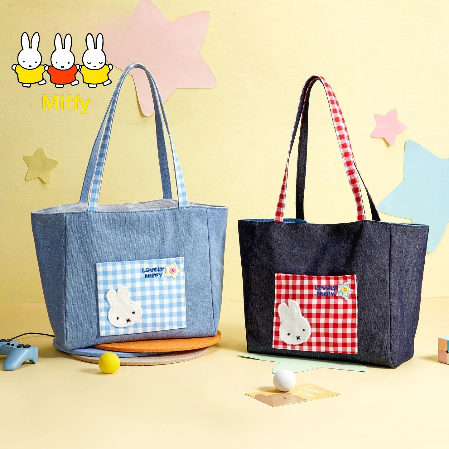 

Kawaii Miffy Tote Bag Simple Large Capacity New Style High Appearance Level Instagram Pattern Fashionable for Daily Use