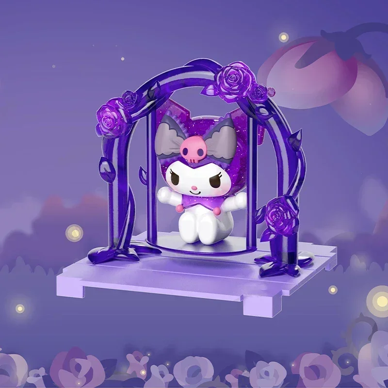 Sanrio kotak buta Kuromi seri taman Dream Rose Dekorasi figur kejutan mikro hadiah ulang tahun Kawaii Anime perifer