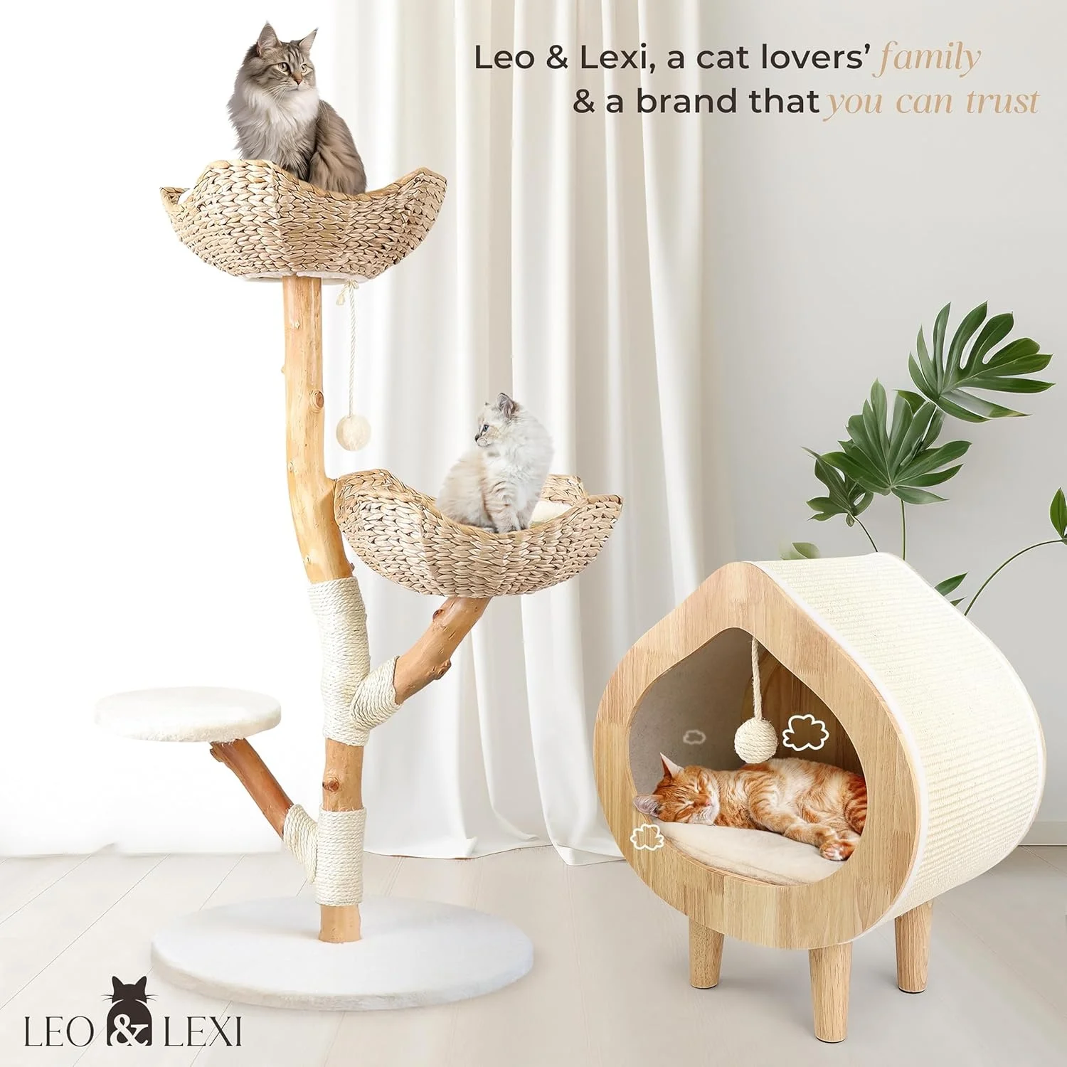 Modern Luxury Cat Bed Cozy Indoor Cats House Scratching Wall Cute Kitty Condo Furniture Unique Solid Pet Hideout For Sleep