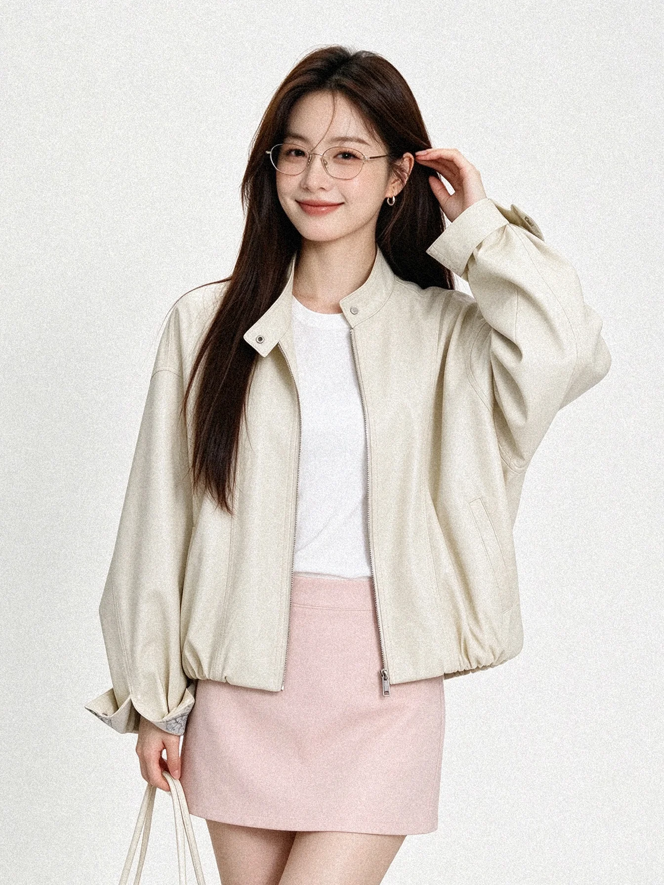 Casual Cool Autumn PU Leather Jacket Motorcycle Style Patchwork Long Sleeve Plaid Pattern Women's Fashion Outerwear Coat
