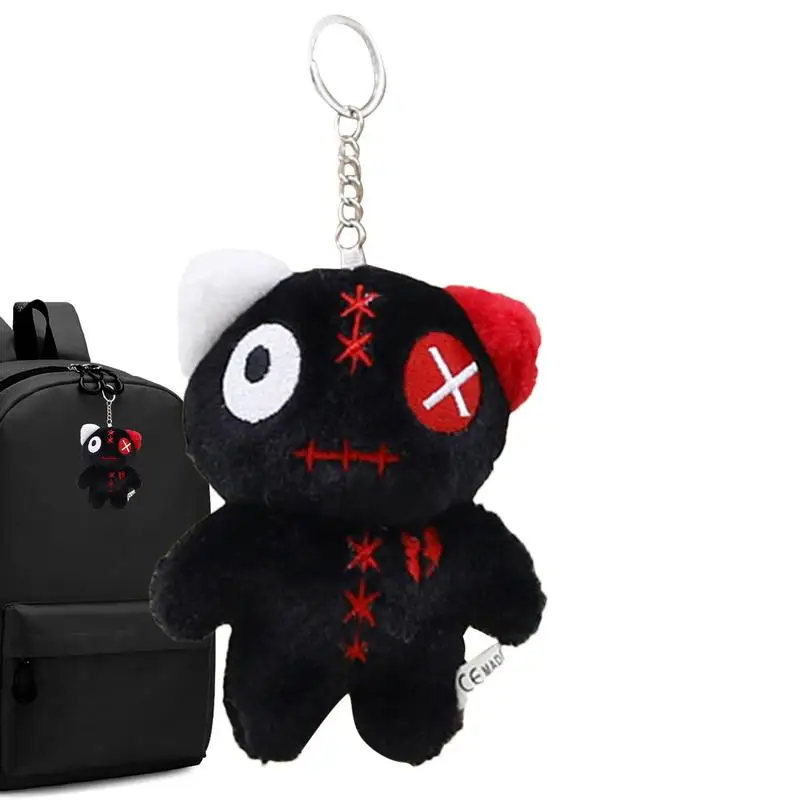 Animal Plush Keychain Gothic Alien Big Eyed Cat Pendant Plush Backpack Pendant Cute Doll Keychain Charm Pendant For Girlfriend