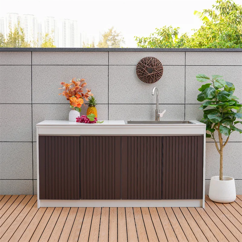 LH outdoor courtyard aluminum alloy rock slab wash basin balcony locker integrated