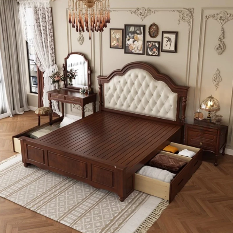 High End Villa Double Bed Waterproof Modern White master queen Size Twin Bed Frame Wood estetyczne meble domowe Cama De Casal