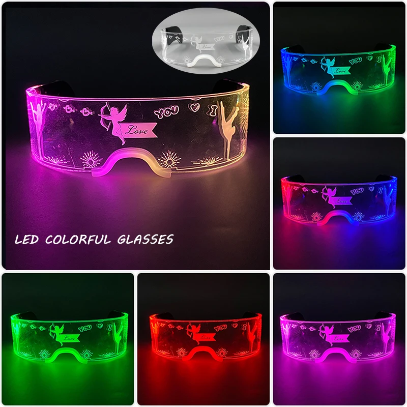 Coole leuchtende LED-Brille, blinkende Partybrille, futuristische transparente LED-Brille für Nachtclub, DJ, Tanzparty-Dekoration – Detail 19