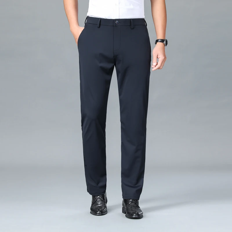 fashion Business Casual Pants Men's Summer Thin High-End All-Match Suit Pants Stretch Silky Breathable Formal Suit Trousers