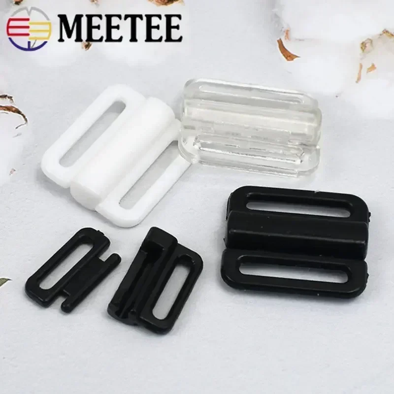 100Sets Meetee 8-25mm Plastic Bra Buckles Swimwear Adjust Front Closure Clip Bikini Clasp DIY Sewing Underwear Accessories