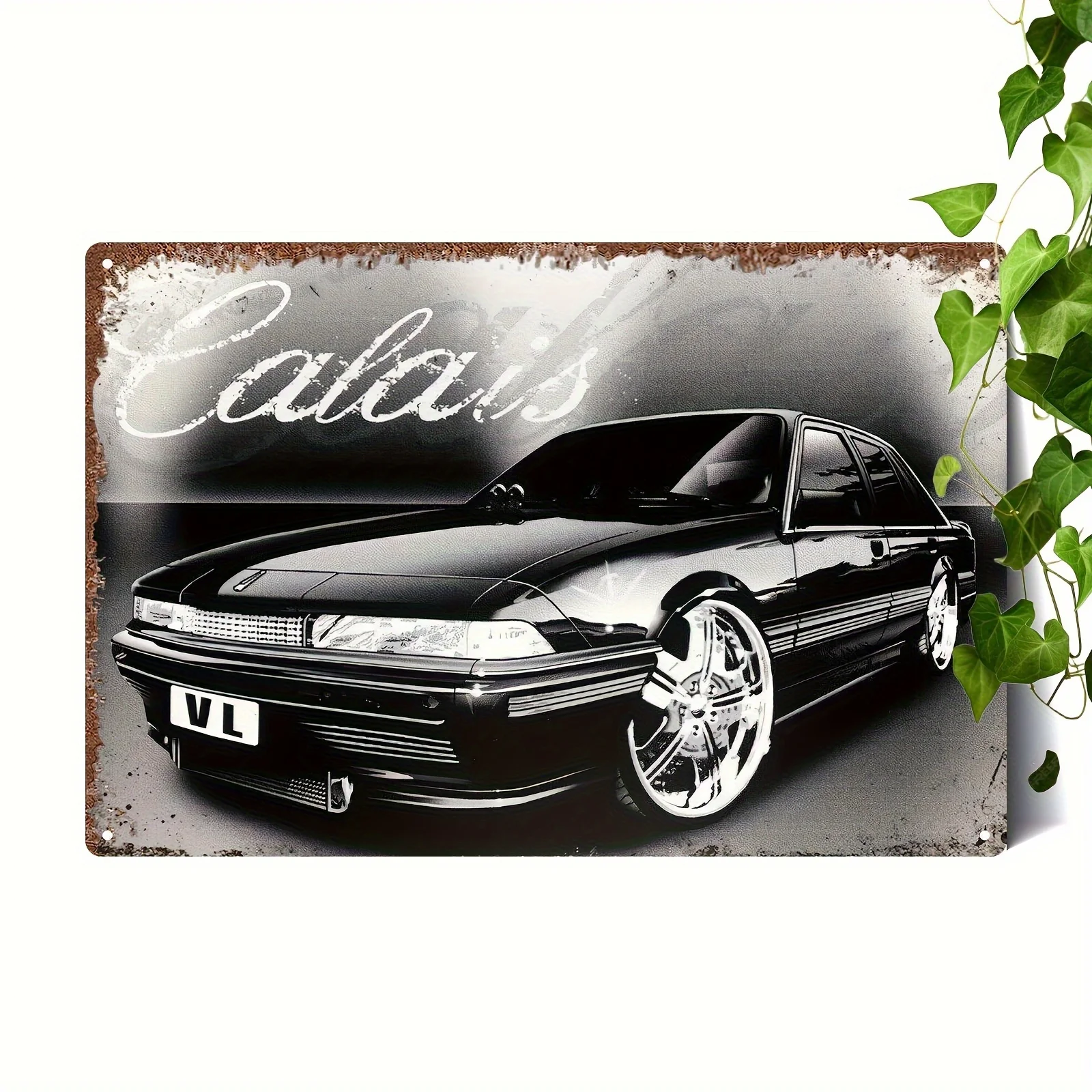 Vintage for Lotus Kaleas Metal Wall Sign -  Retro Garage Decor, Black Car Design with 