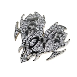 Studded Rhinestones Belt Buckle Delicate Heart Engraved Buckle for Girlfriend