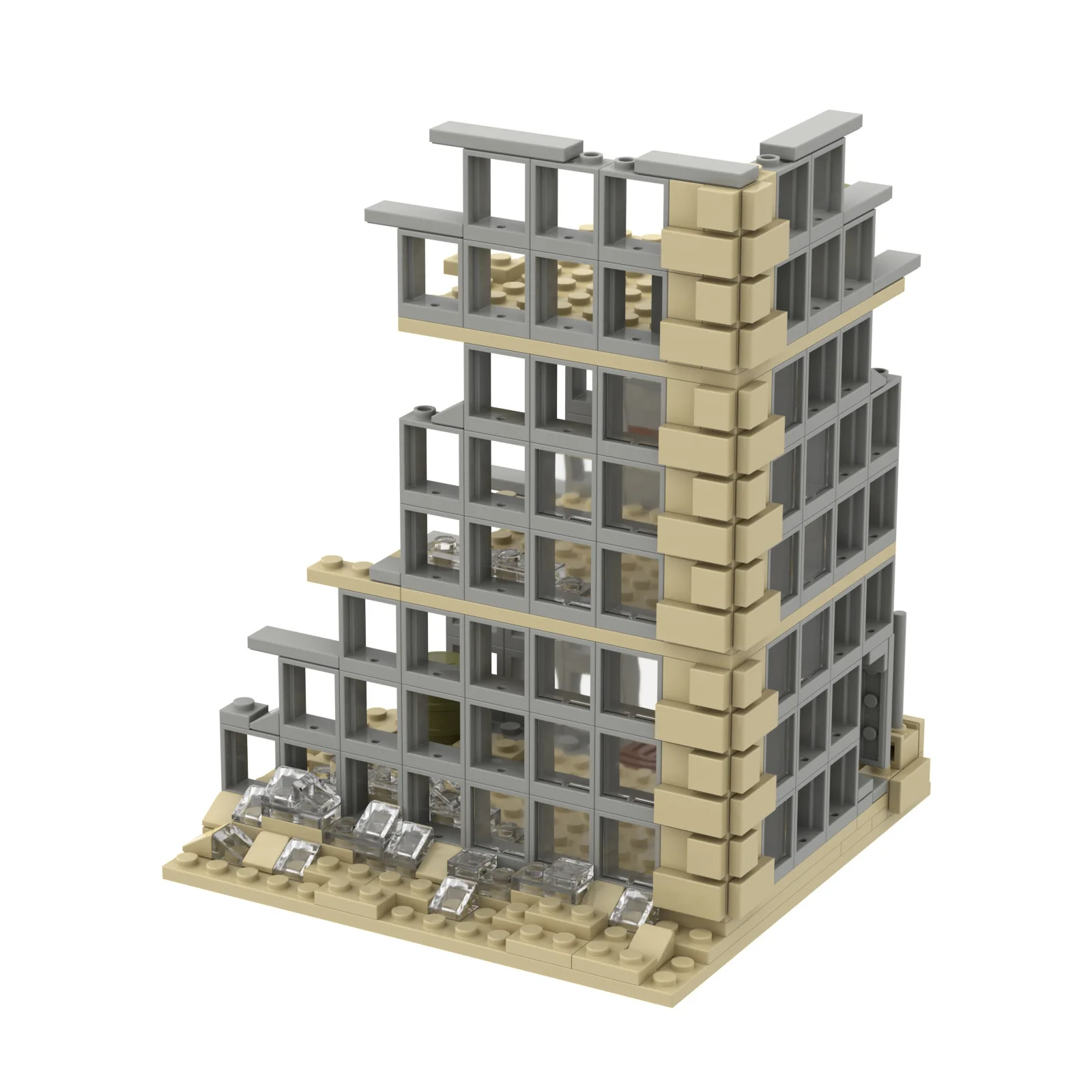 Kit de bloques de construcción de gabardina militar de la Segunda Guerra Mundial, casa destruida, escena de guerra, soldados, figura, ruinas, casa de bloques, bloques de campo de batalla, juguetes para niños