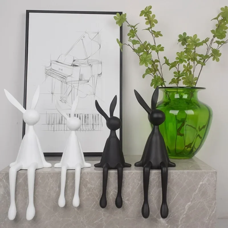 Light Luxury Highend Black Rabbit Sitting Ornament Living Room Entrance StudyRoom TVCabinet Wine Cabinet Background Wall Desktop
