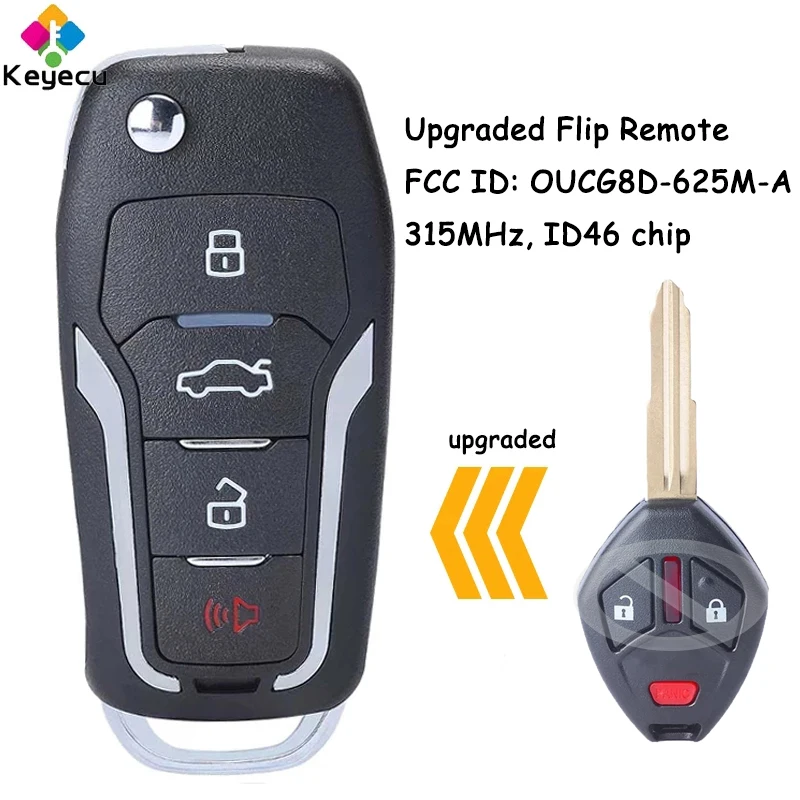 KEYECU chiave per auto remota Flip aggiornata con Chip ID46 315MHz per Mitsubishi i-MiEV Outlander Lancer GTS Fob FCC ID: OUCG8D-625M-A