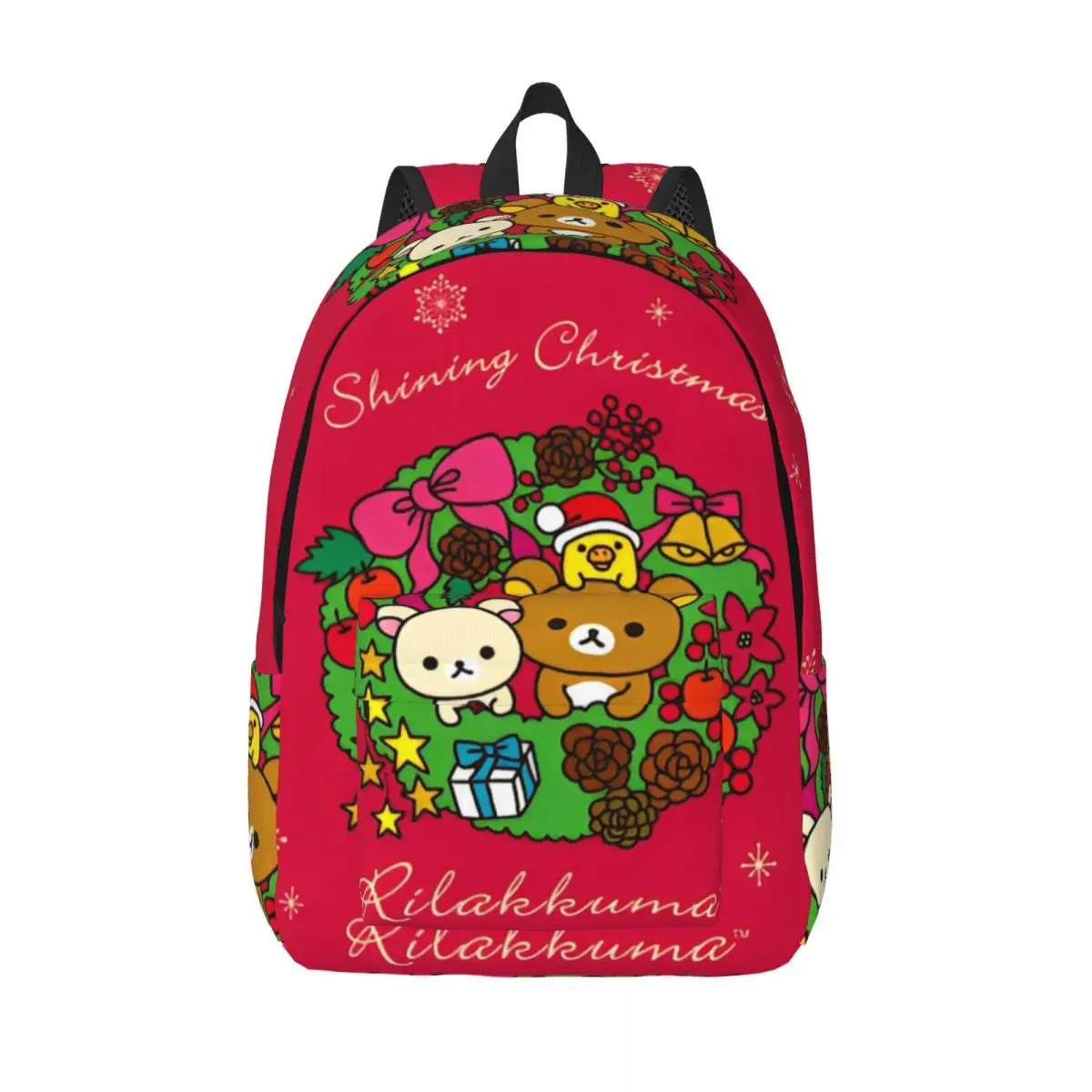 

Rilakkuma Cartoon Fashion Backpack Outdoor Student Business Red Christmas Daypack for Men Women College Shoulder Bag