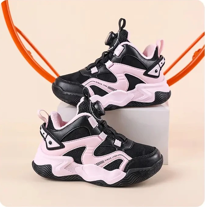 

Детские флисовые теплые спортивные кроссовки с двойным хлопковым утеплителем, новые зимние баскетбольные кроссовки для мальчиков, детские кеды