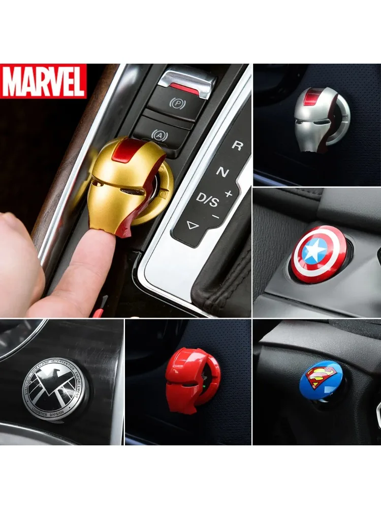 Marvel Osłona Zapłonu Samochodu - Kapitan Ameryka i Iron Man Przycisk Startu Silnika, Anime Naklejka Ozdobna na Samochód Akcesoria Zabawka — zdjęcie 2