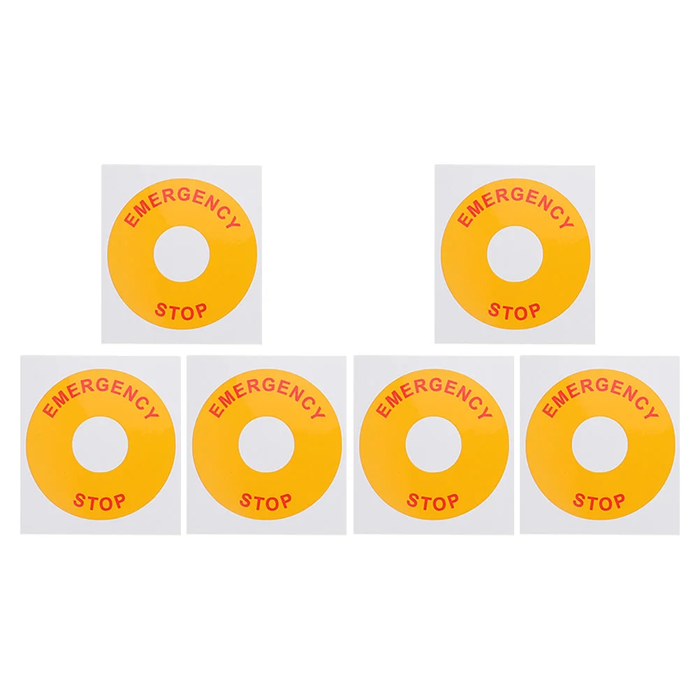 Stop Tag Emergency Button Stickers Electrical Safety Signs Storage Caution Yellow Pp Warning Decals