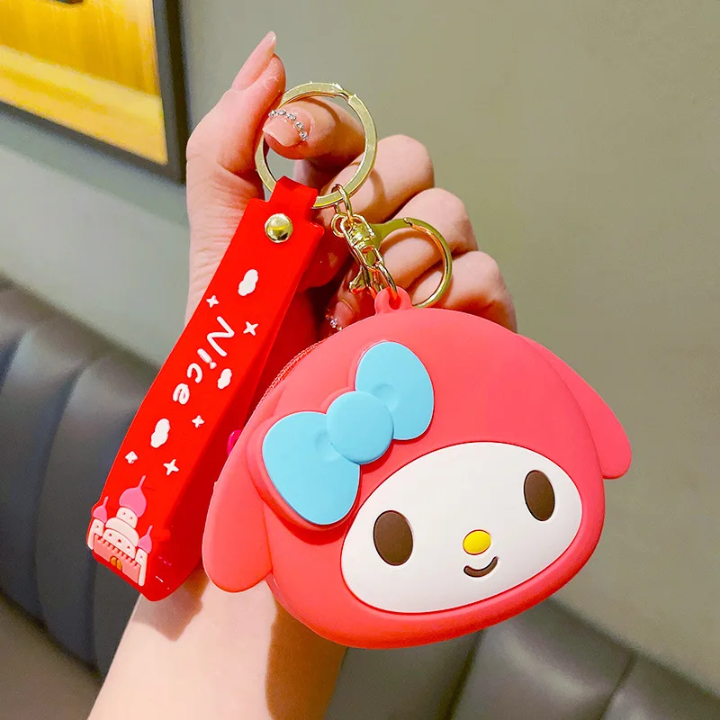 MINISO Sanrio Keychain Cute Coin Purse Wallet Widgets Cartoon Hello Kitty Cinnamoroll My Melody Pochacoo Kuromi Keroppi Pom Gift