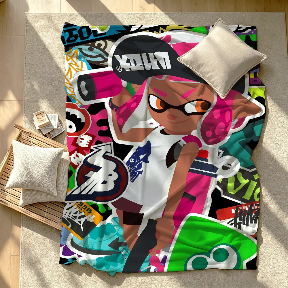 RTT HOT S-Splatoon COOL Game Blanket Soft Warm And Thick Perfect For Bedroom Living Room Bed Sofa Camping Picnic Office Gift