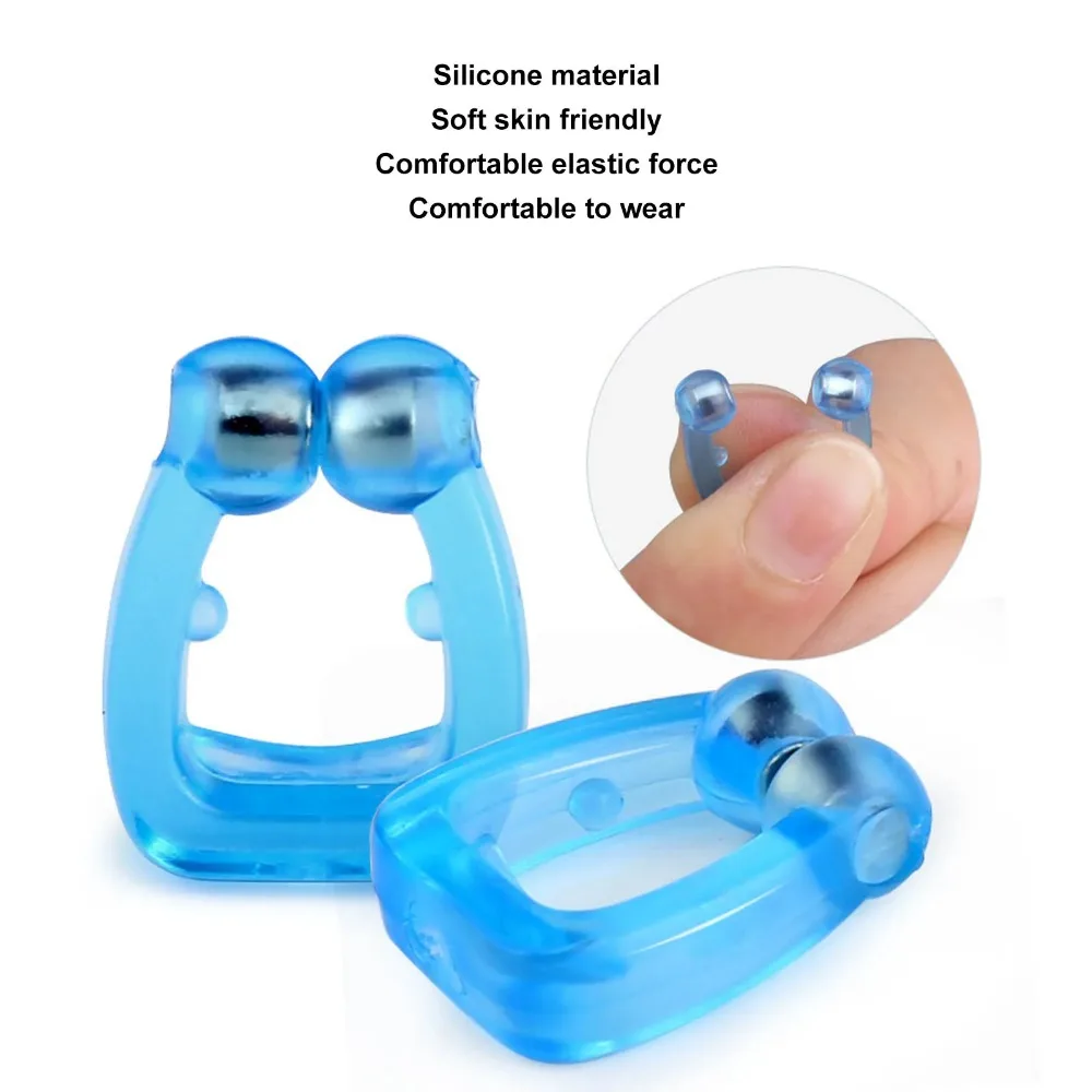 2pcs Unisex Mini Magnetic Snore Clip Safe Nasal Comfort Snore Clip Device Portable Soft Storage Box Evening Anti-snoriing Device