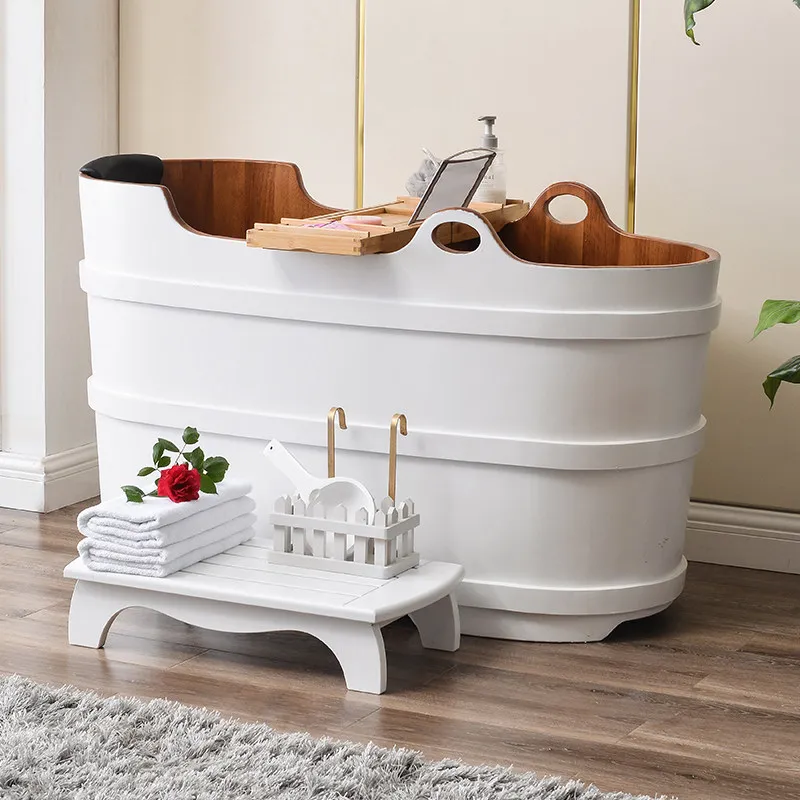 Rubber wooden bucket Bath bucket Yao bath bath bath bucket Beauty salon Solid wooden bucket Bath bath tub Adult wooden household