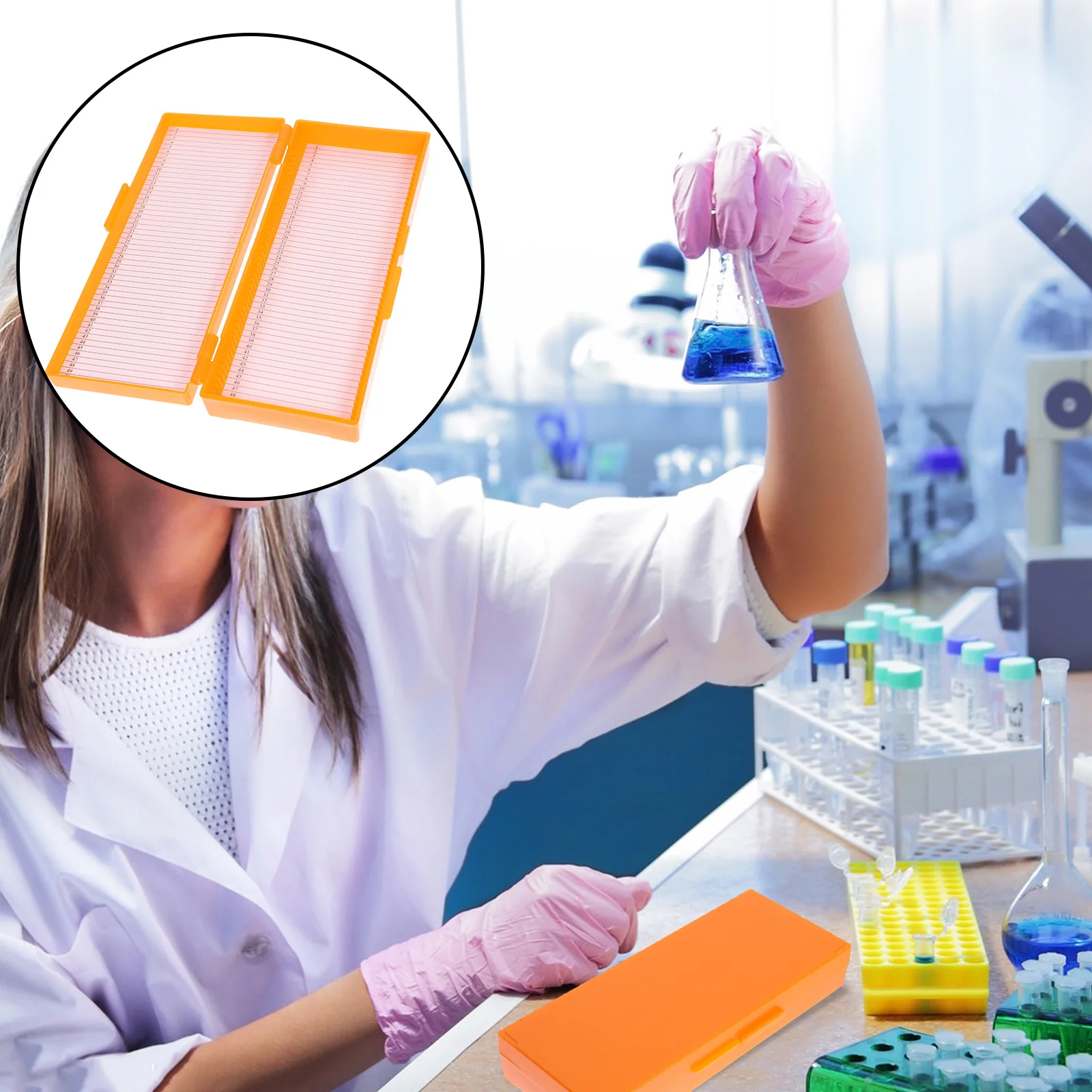 Microscope Premium Abs Slotted Channels Secure Storage Laboratory Supplies Slide Storage Holder Glass Microscope